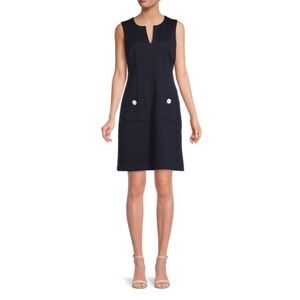 NWT Karl Lagerfeld Camilo Embellished Textured Knit Dress –‎ Navy – Size 8